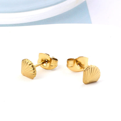 Girls Kids Jewelry Stainless Steel Shell Cut Stud Earrings