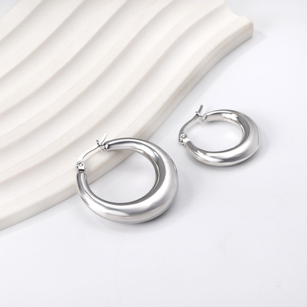 Minimalist Stainless Steel Round Large Stud Earrings