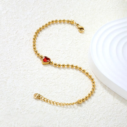 ✨8.6x8.6mm Tricolor Zirconia Bead Bracelet  White/Lilac/Garnet Stones | 3mm Gold Stainless Steel Chain 18+3cm | Bulk Wholesale