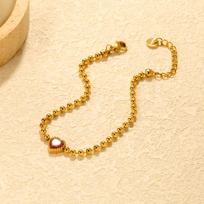 ✨8.6x8.6mm Tricolor Zirconia Bead Bracelet  White/Lilac/Garnet Stones | 3mm Gold Stainless Steel Chain 18+3cm | Bulk Wholesale