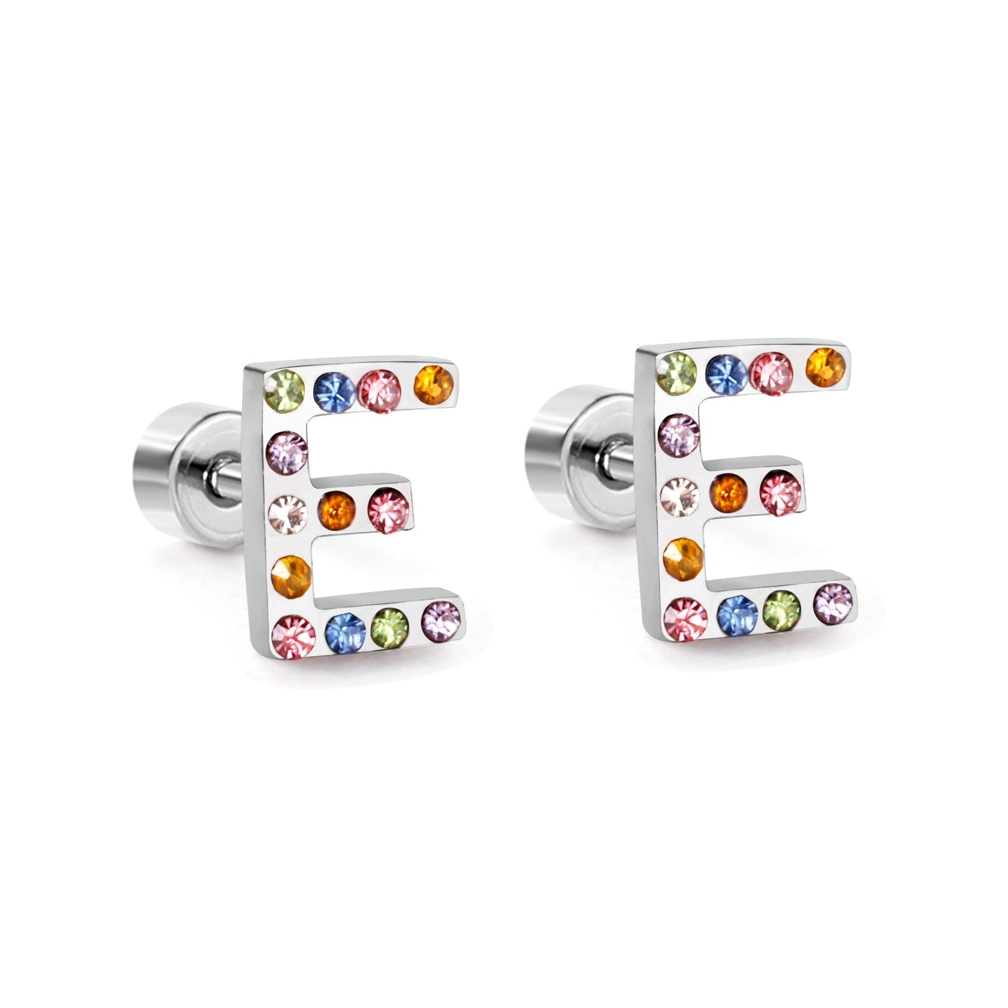 12 pairs Steel/Gold Monogram Screwback Earrings A-Z