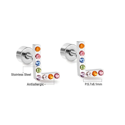 12 pairs Steel/Gold Monogram Screwback Earrings A-Z