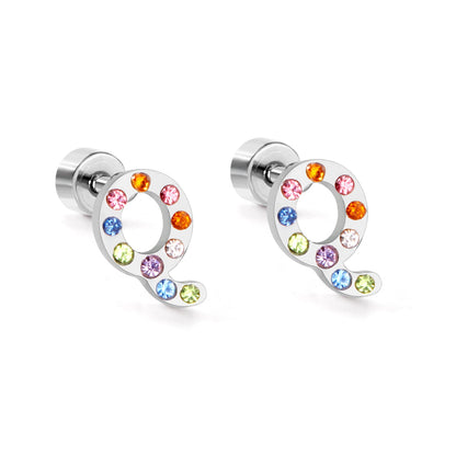 12 pairs Steel/Gold Monogram Screwback Earrings A-Z