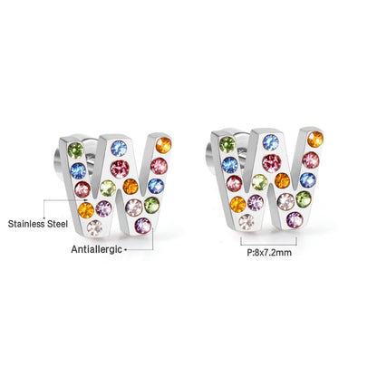 12 pairs Steel/Gold Monogram Screwback Earrings A-Z