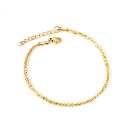 ASON 316L Stainless Steel Gold Color Chain Bracelet Simple Bangle with Extender 19+3cm Fashion Jewelry for Women Men Gift