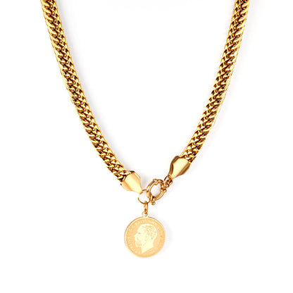Face Tag Necklace 50cm Gold