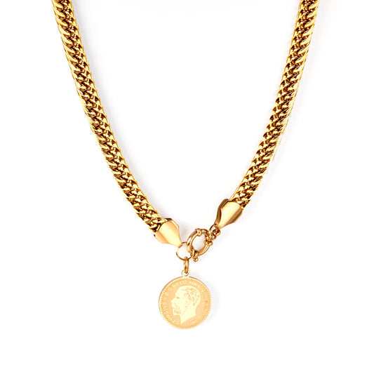 Face Tag Necklace 50cm Gold