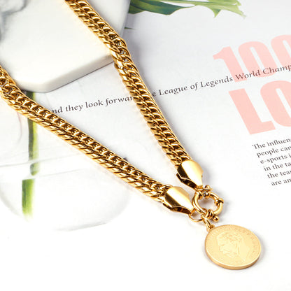 Face Tag Necklace 50cm Gold