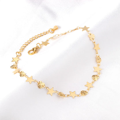 11 round + 10 hearts anklet 23+5cm gold