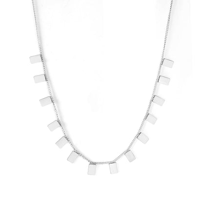 0.3 Side Chain 40+5cm Welded 14pcs 4*6 Rectangle Necklace Gold & Steel Color Glossy