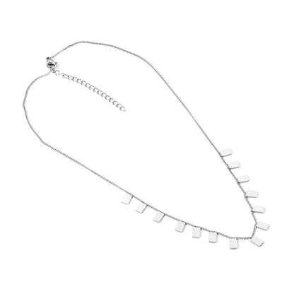 0.3 Side Chain 40+5cm Welded 14pcs 4*6 Rectangle Necklace Gold & Steel Color Glossy