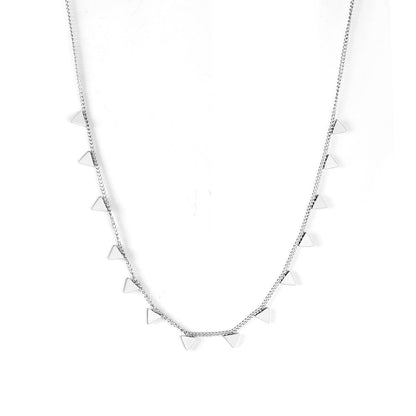 0.3 Side Chain 40+5cm Necklace with 14 Welded 4mm Triangles Gold & Steel Glossy