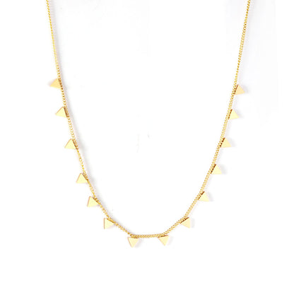 0.3 Side Chain 40+5cm Necklace with 14 Welded 4mm Triangles Gold & Steel Glossy