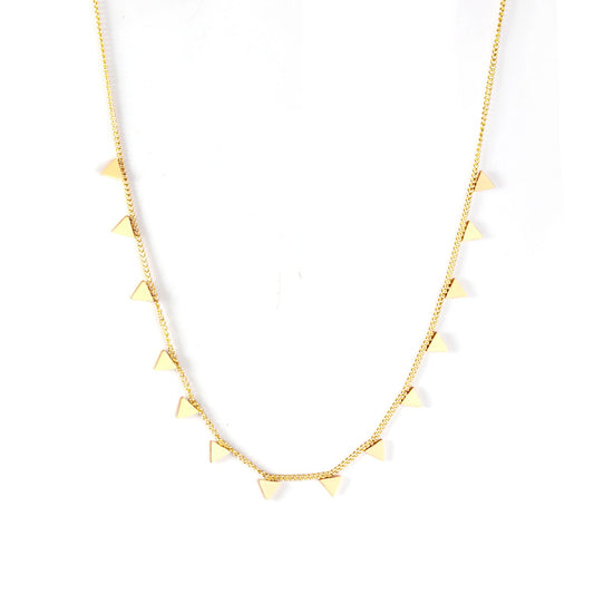 0.3 Side Chain 40+5cm Necklace with 14 Welded 4mm Triangles Gold & Steel Glossy