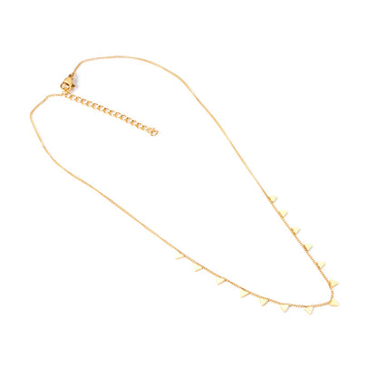 0.3 Side Chain 40+5cm Necklace with 14 Welded 4mm Triangles Gold & Steel Glossy
