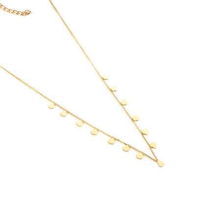 0.3 Side chain 40+5cm soldered 14pcs 4mm peach heart necklace gold & steel color glossy