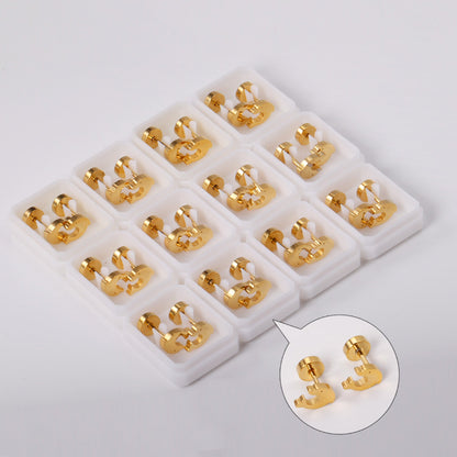 12 pairs Dolphin Shape Steel Goldtone Screwback Stud Earrings