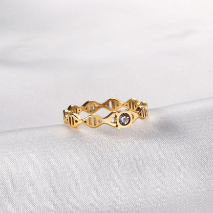 Stainless steel ring inlaid with CZ diamond personalized design sense ring