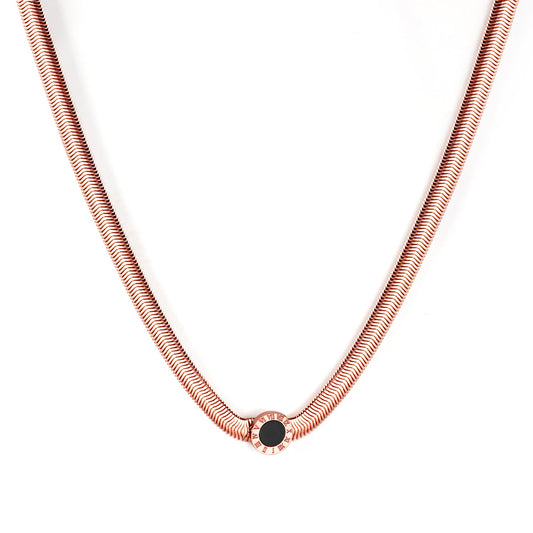 6mm Flat Snake Welded 10mm Cake Necklace Rose Gold 40+5cm
