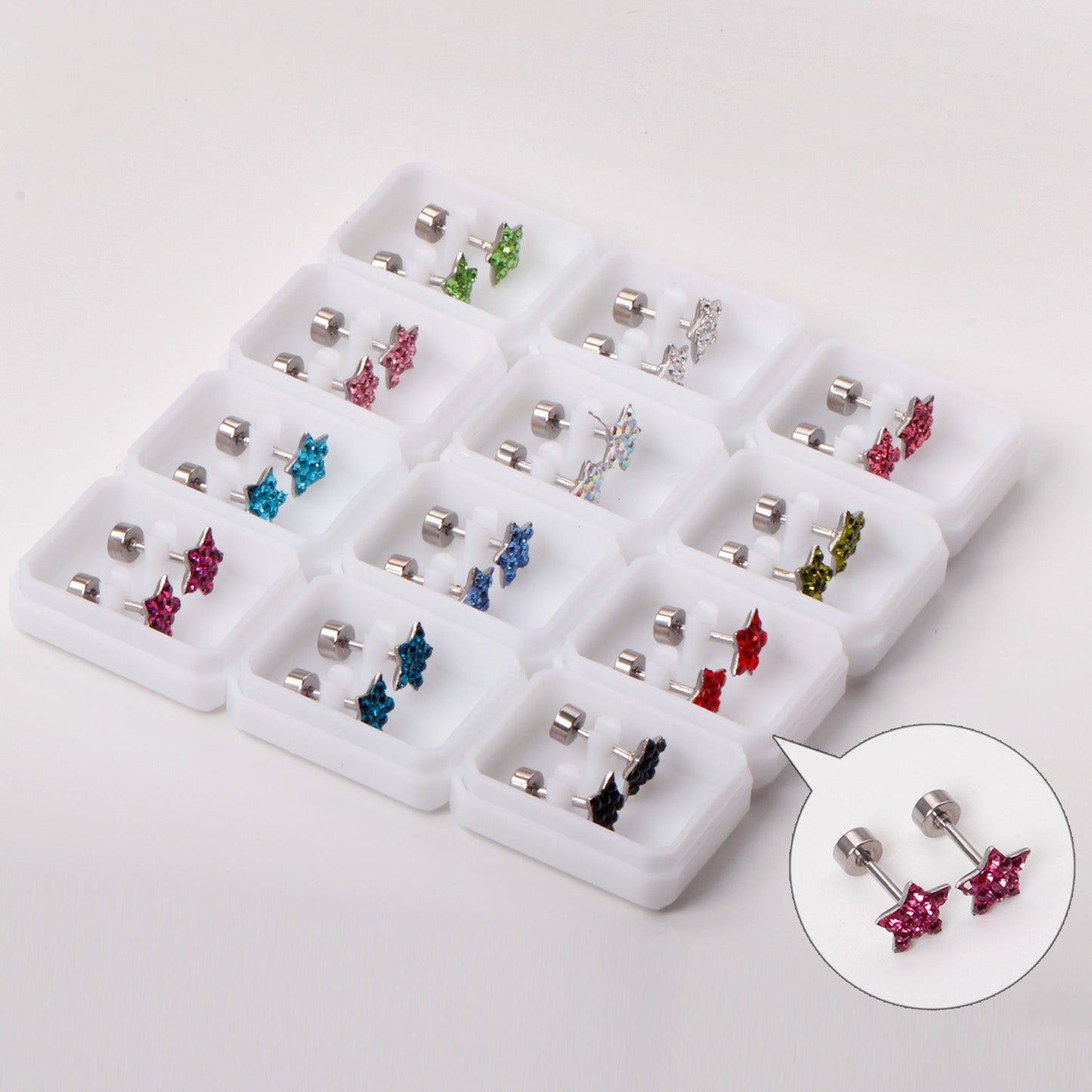 6mm Steel & Gold Pentagram Dipped & Mixed Colors & Five Colors Screw Plugs