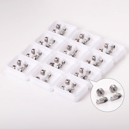 12 pairs Snapped Earplug Fishbone Stud Earrings Steel/Gold