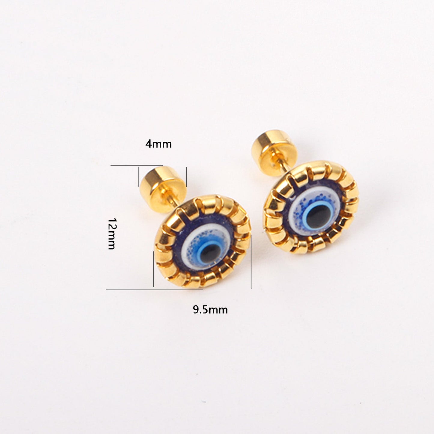 12 pairs Steel / Goldtone Screw In Glitter Cat Eye Earrings