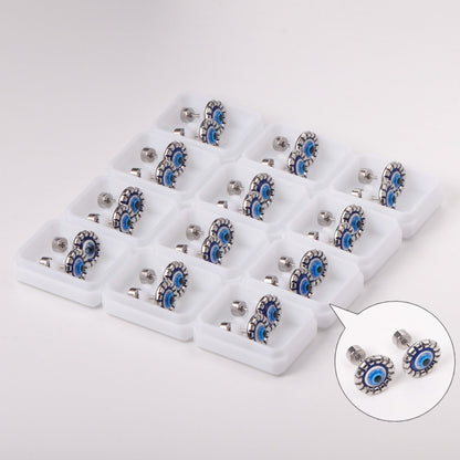 12 pairs Steel / Goldtone Screw In Glitter Cat Eye Earrings