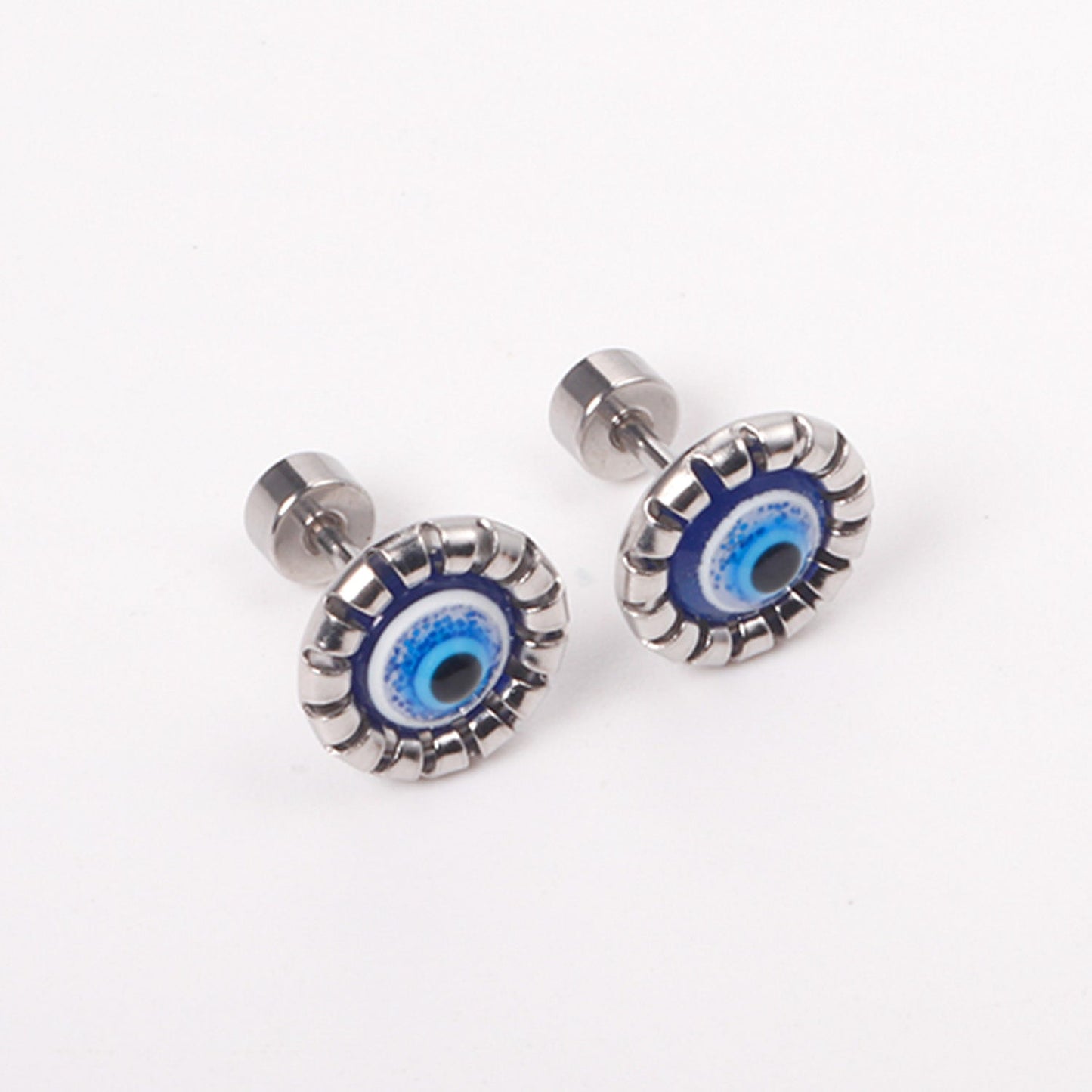 12 pairs Steel / Goldtone Screw In Glitter Cat Eye Earrings
