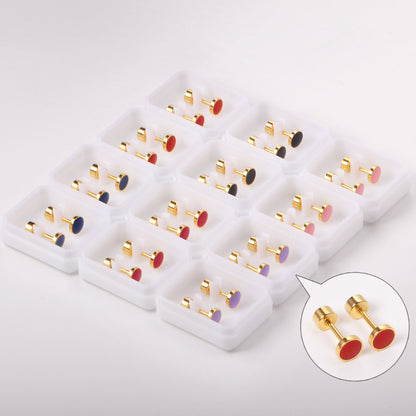 12 pairs 5mm Steel / Goldtone Round Mixed Color Screwback Stud Earrings