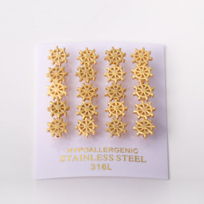 12 pairs Gold Cut Screwback Stud Earrings without Diamonds