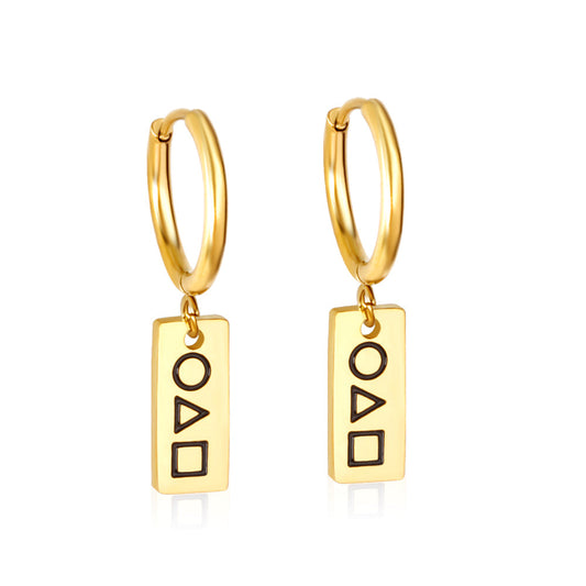 Squid Game Style Earrings + Rectangle Dangle Earrings