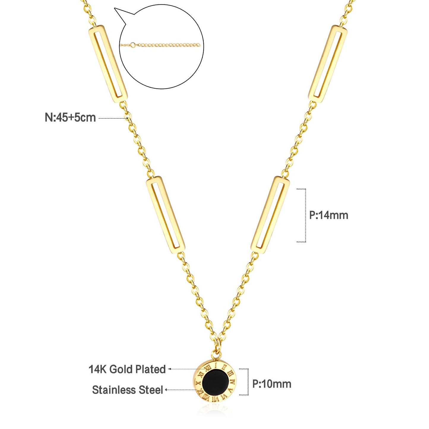 Black Shell Pendant Necklace 45+5cm