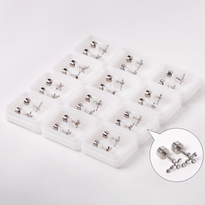 12 pairs steel/gold cross & 6 small diamonds screwbacks with diamonds