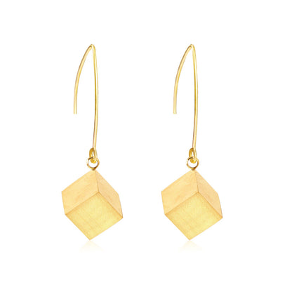 Small V Hook Closure Brushed Square 8mm Earrings