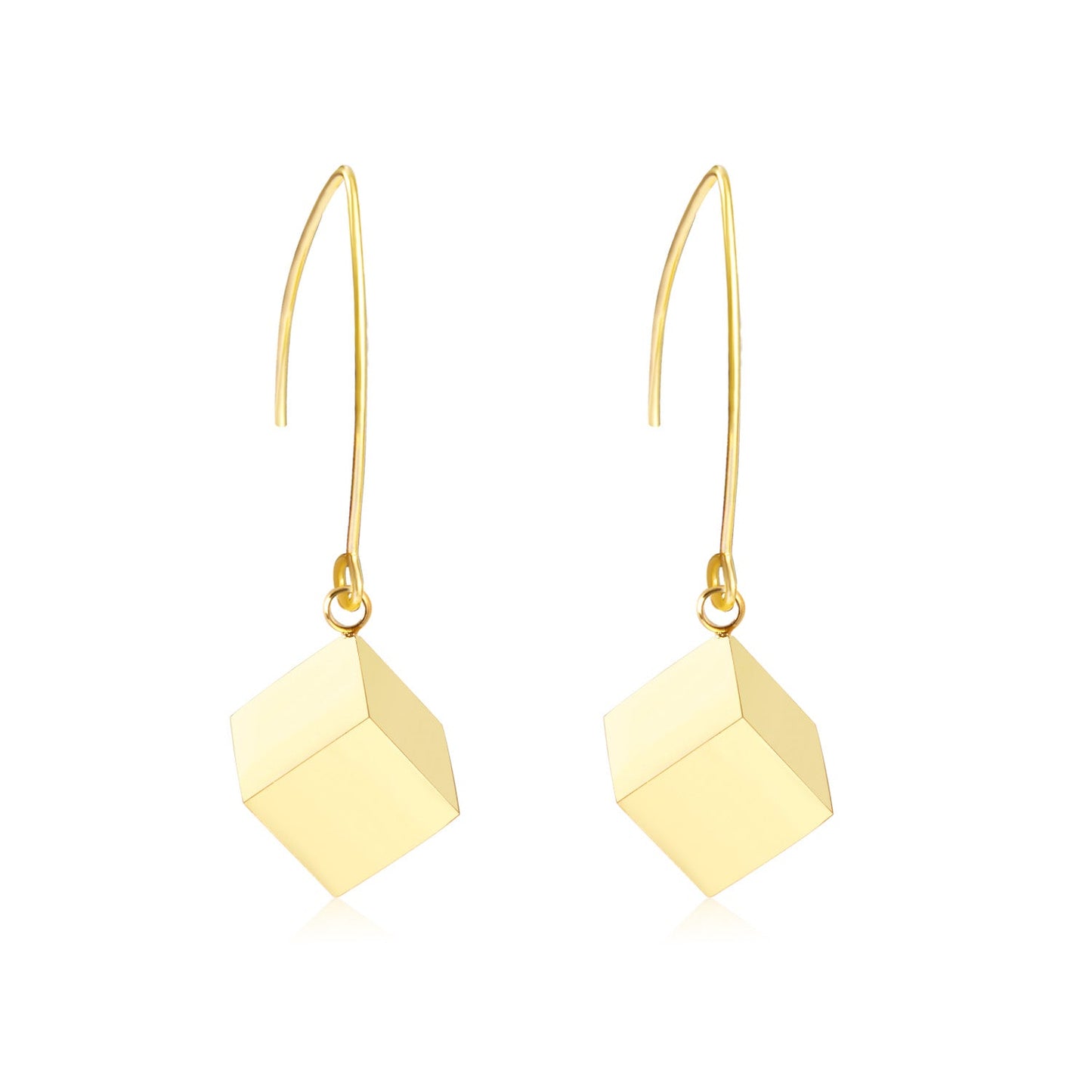 Small V Hook Closure Brushed Square 8mm Earrings