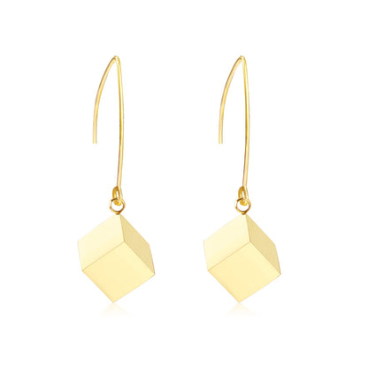 Small V Hook Closure Brushed Square 8mm Earrings