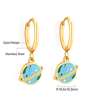 Anti-allergy 18k Gold-plated Planet Earrings