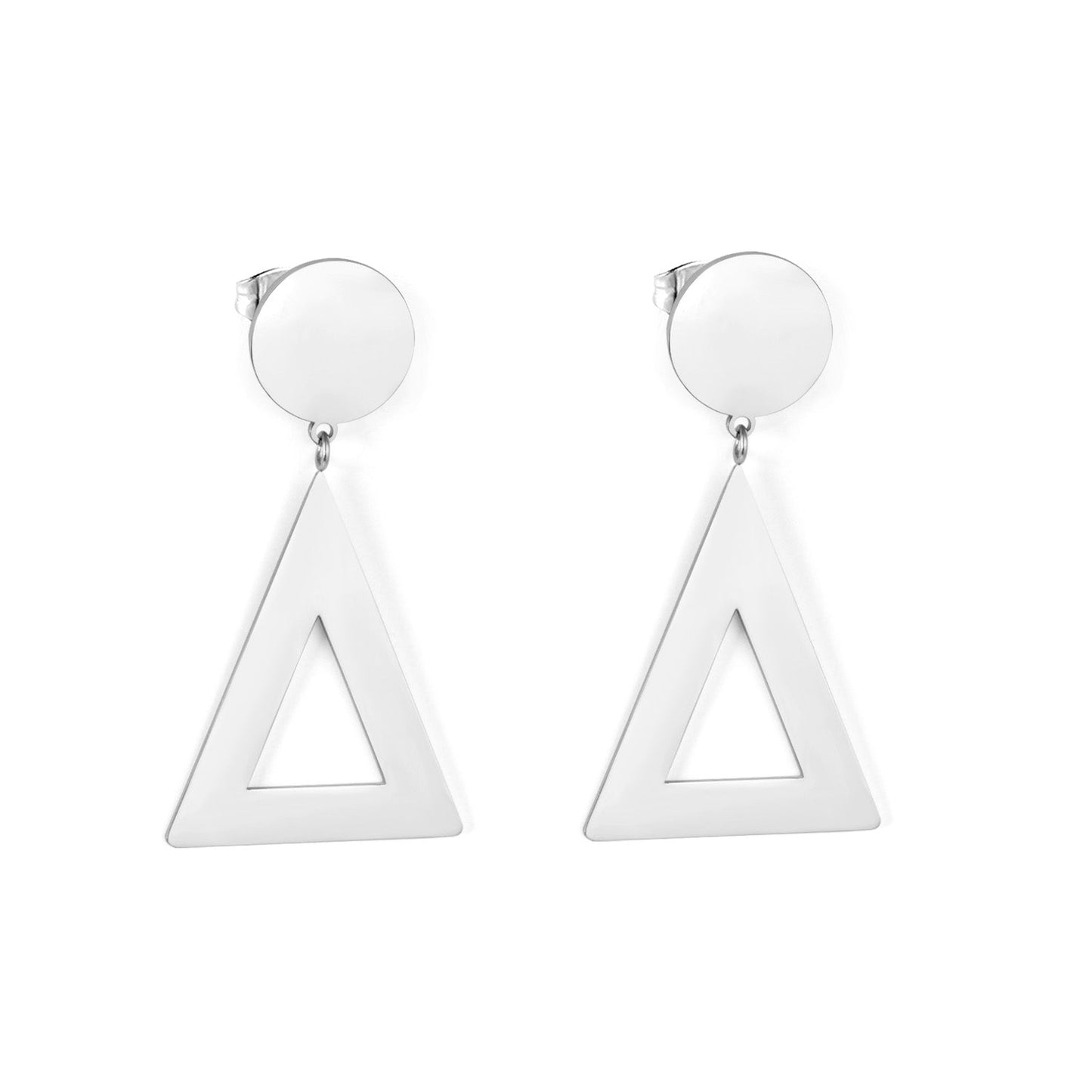 14mm Round + 26*32mm Triangle Smooth Earrings