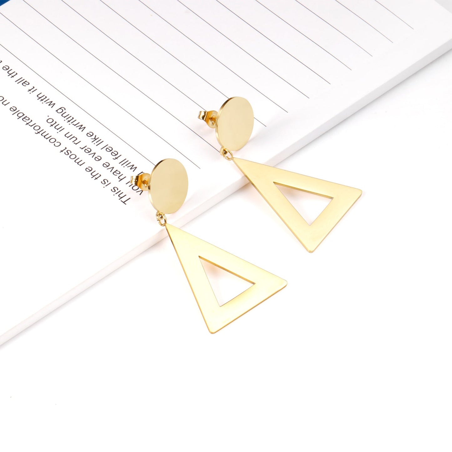 14mm Round + 26*32mm Triangle Smooth Earrings