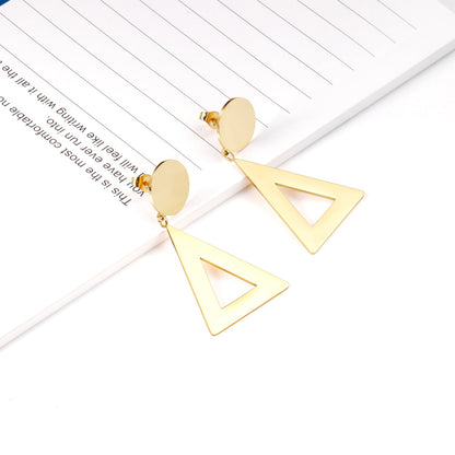 14mm Round + 26*32mm Triangle Smooth Earrings