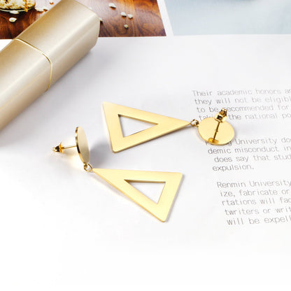 14mm Round + 26*32mm Triangle Smooth Earrings