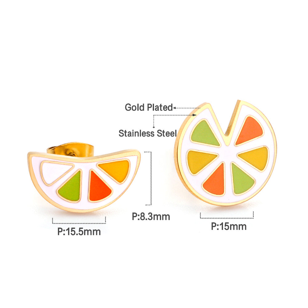 18k Gold Plated Multi-colored Lemon-shaped Stud Earrings