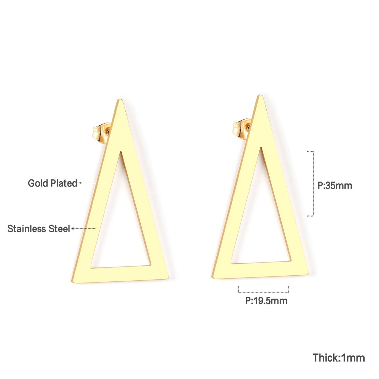 Triangle glossy stud earrings