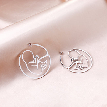 Fashion Stainless Steel Baby Hollow Earrings