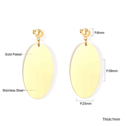 Halved Steel Bead Gloss & Brushed Oval Earrings