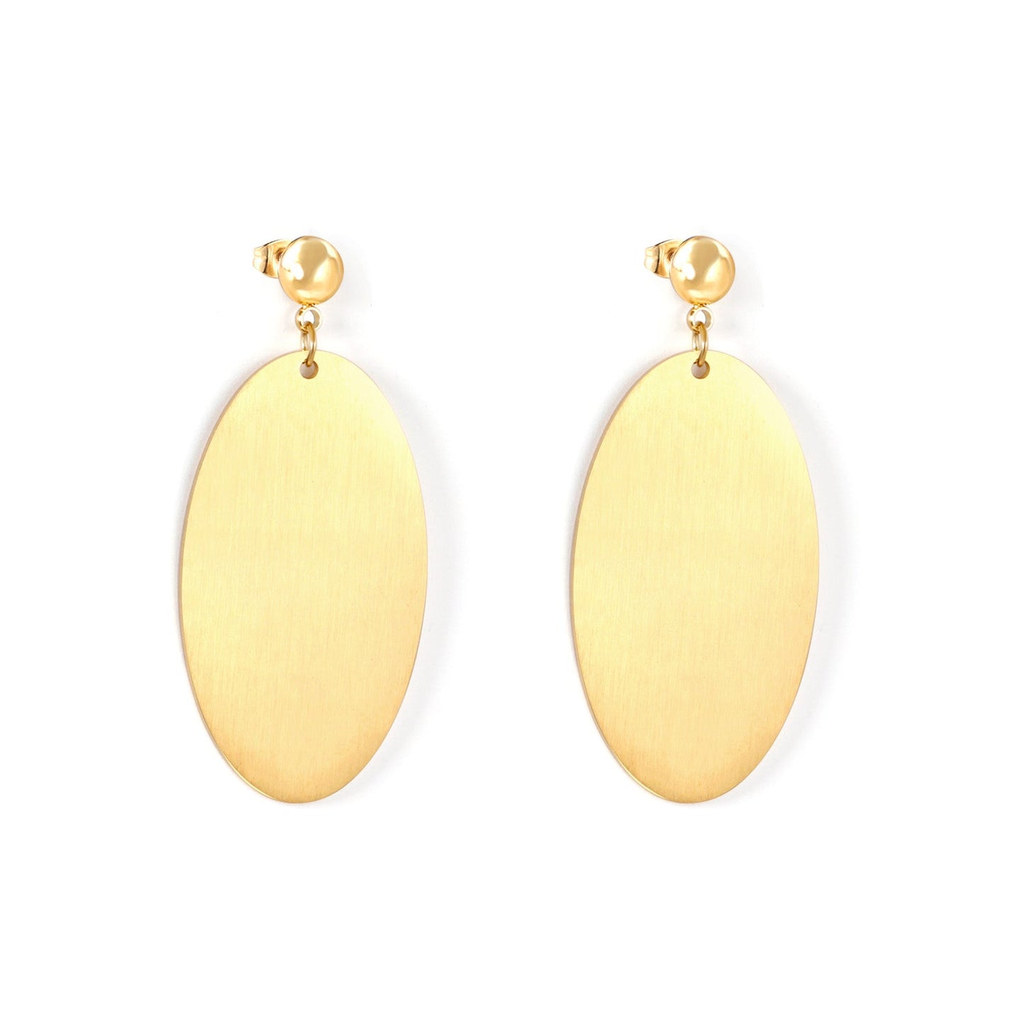 Halved Steel Bead Gloss & Brushed Oval Earrings