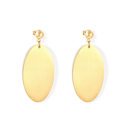 Halved Steel Bead Gloss & Brushed Oval Earrings