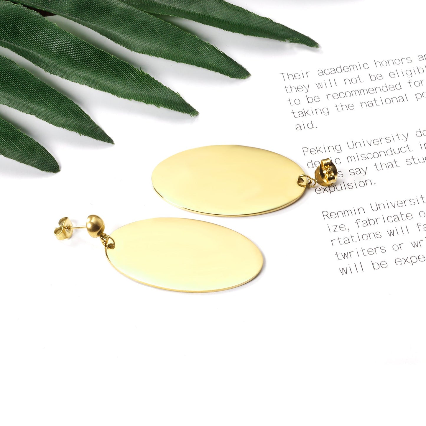 Halved Steel Bead Gloss & Brushed Oval Earrings