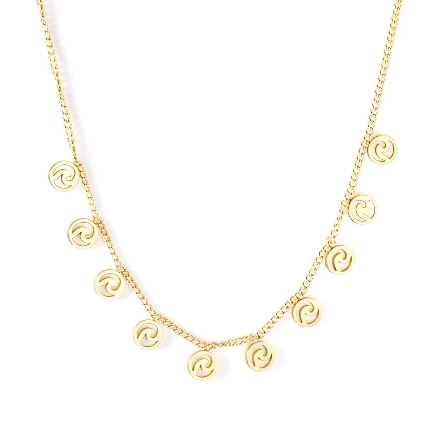 0.4 Side Chain 40+5cm Necklace with 10 5mm rounds in polished finish