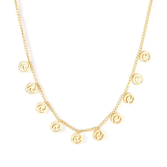 0.4 Side Chain 40+5cm Necklace with 10 5mm rounds in polished finish